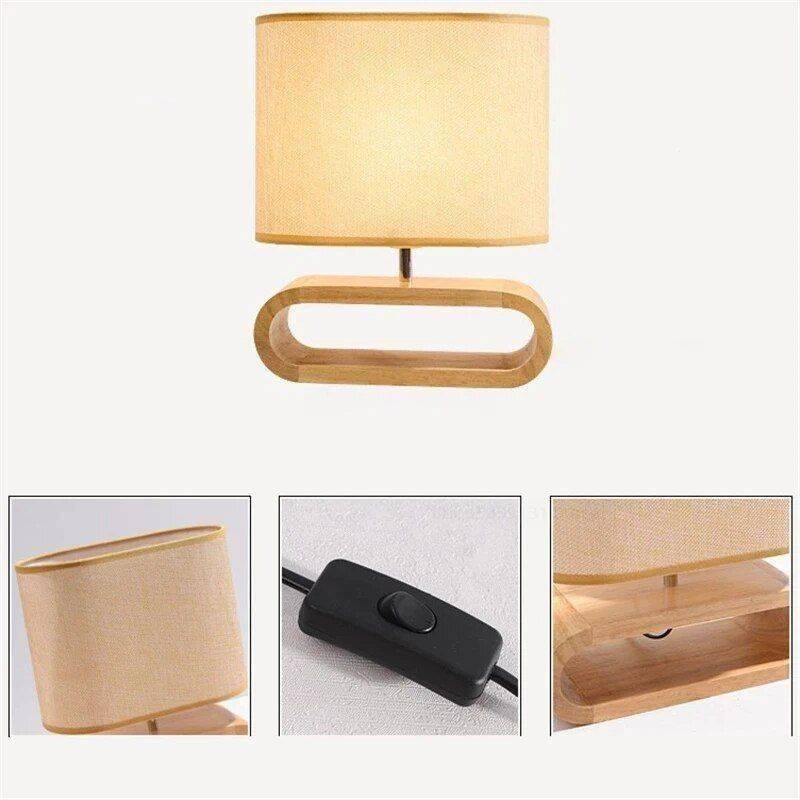 Contemporary Solid Wood & Fabric Table Lamp - LED Desk Lighting for Home & Office Home Lighting Type : Table lamp 
