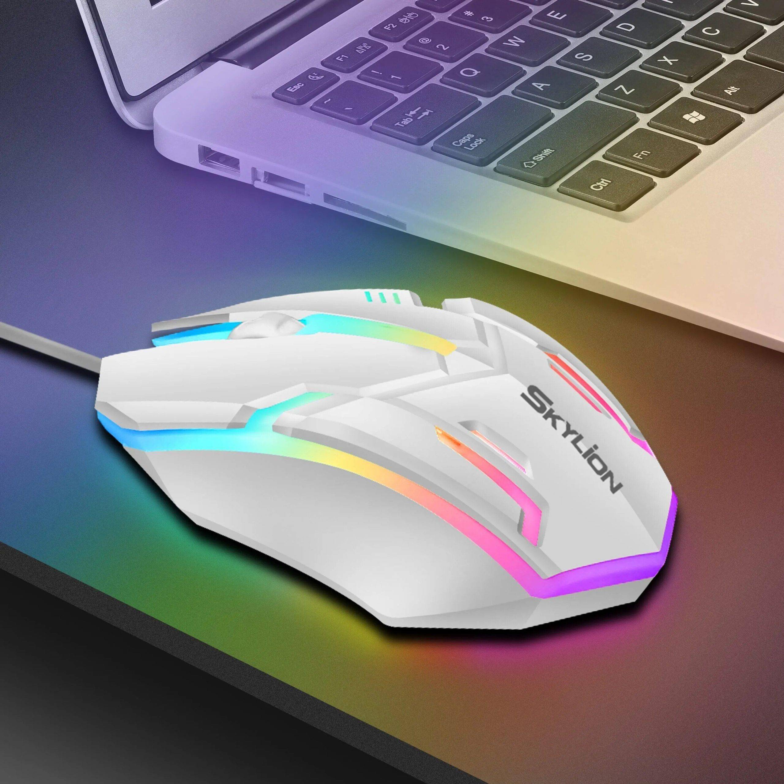 Wired 3-Button Gaming & Office Mouse with Colorful Lighting for Windows and IOS Gadgets & Electronics Color : White|Black 