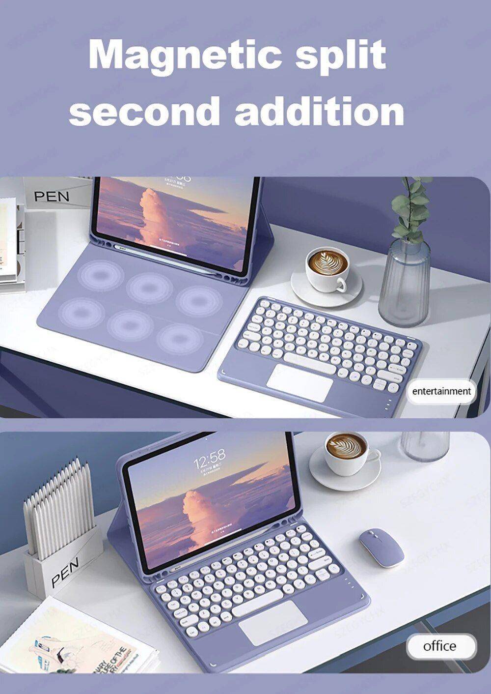 Wireless Bluetooth Keyboard and Mouse Combo for iPad 10.2 & iPad Pro 11 with Protective Case Gadgets & Electronics Color : Black touch-mouse|Blue touch-mouse|Pink touch-mouse|Lavender touch-mouse|Black touch-No mouse|Blue touch-No mouse|Pink touch-No mouse|Lavender touch-Nomouse|Black key-mouse|Blue key-mouse|Pink key-mouse|Lavender key-mouse|Black key-No mouse|blue key-No mouse|Pink key-No mouse|Lavender key-No mouse 