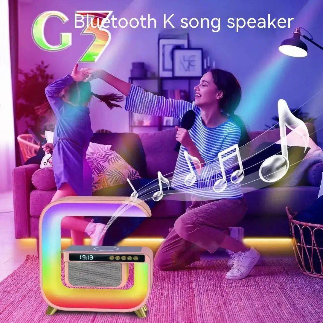 Wireless Charging Bluetooth Speaker with Alarm Clock & RGB Lighting Gadgets & Electronics Set : Speaker|Speaker and Adapter 
