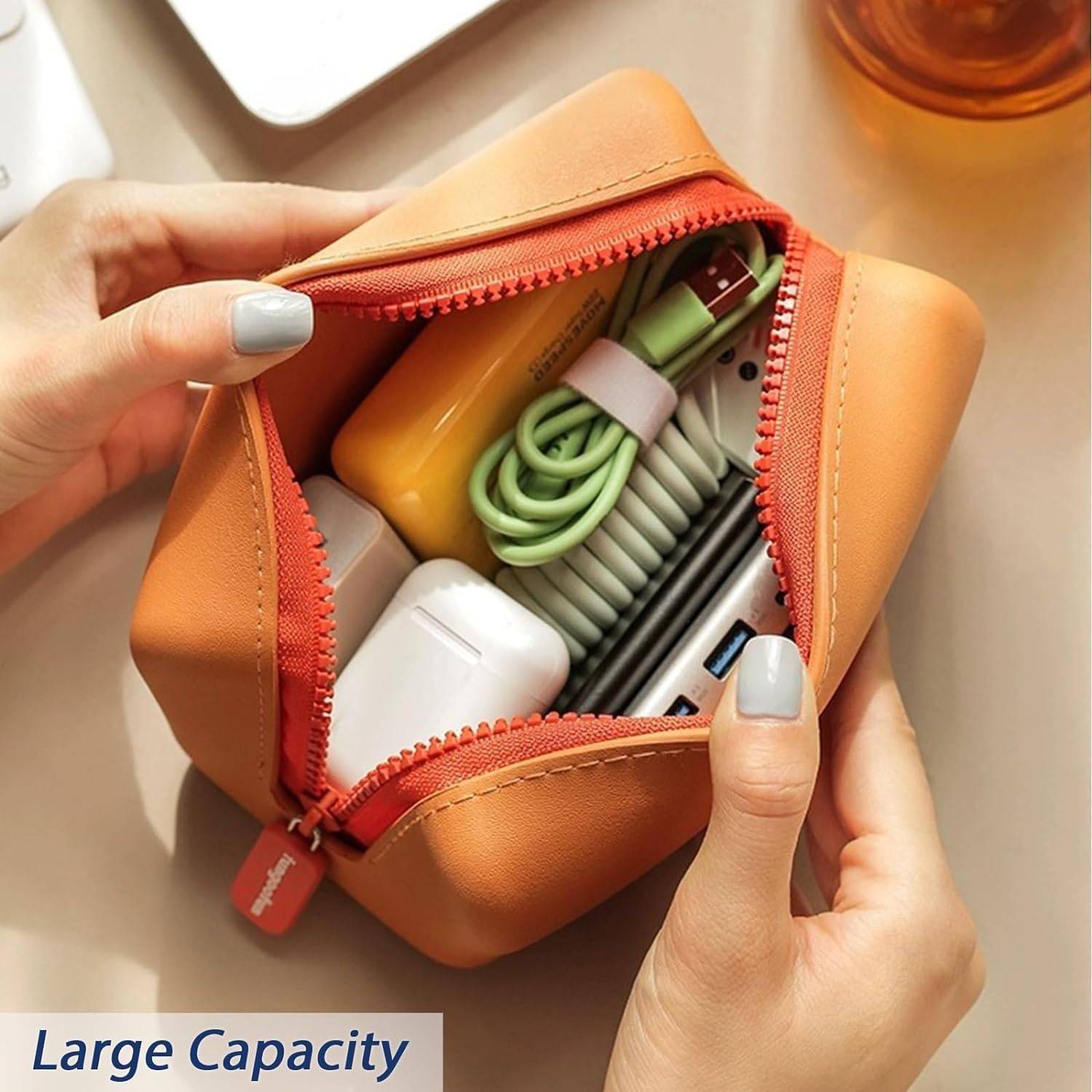 Chic Waterproof EVA Cosmetic Bag - Travel-Friendly Makeup Organizer Home & Kitchen Color : Yellow (S)|Yellow (L)|Orange (S)|Orange (L)|Pink (S)|Pink (L) 